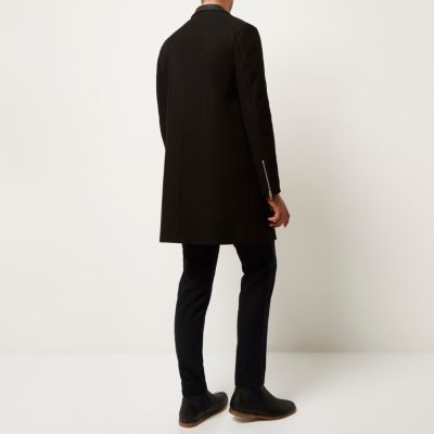 Black smart wool-blend overcoat